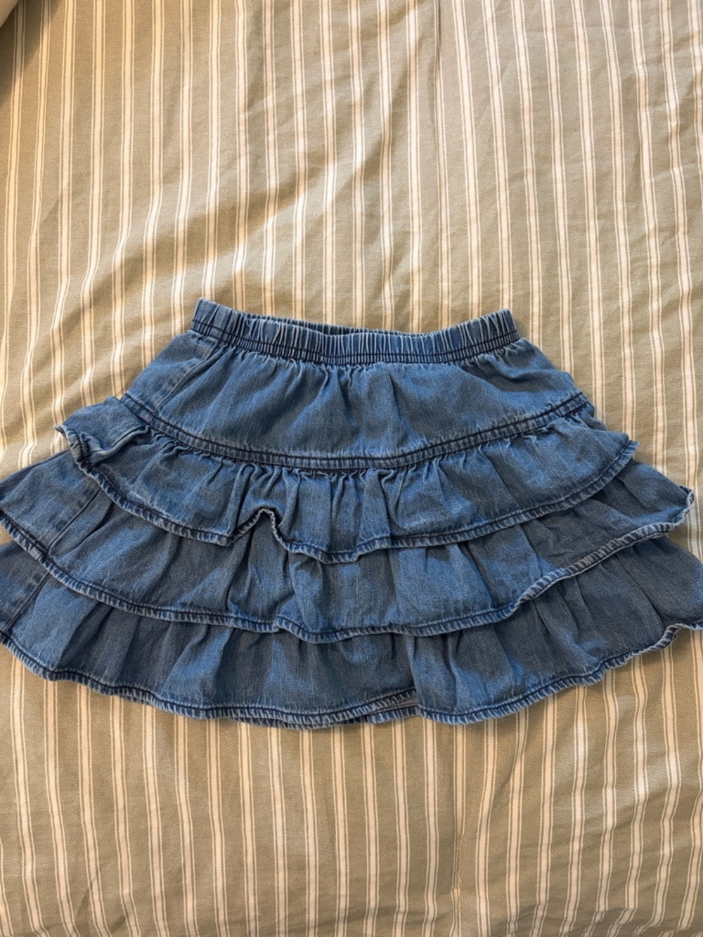 Hanna Andersson 100% Cotton Demin Tiered Ruffle Skort